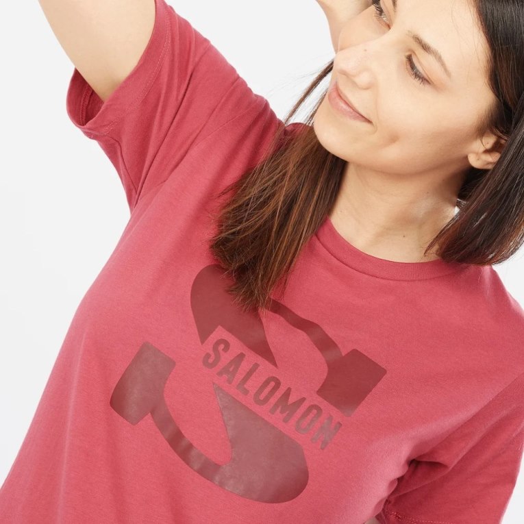 Salomon Outlife Big Logo Short Sleeve Women's T-Shirts Red | CA 10W39